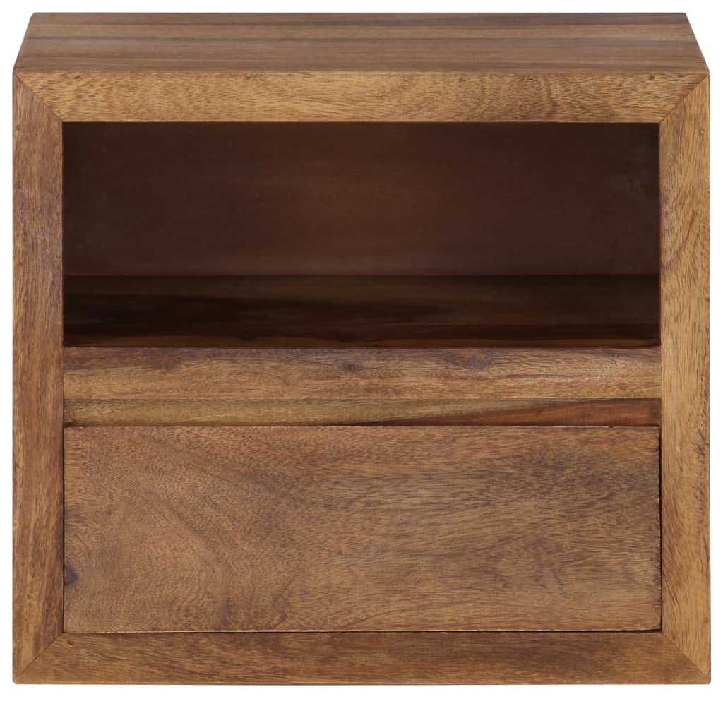 vidaXL Solid Sheesham Wood Bedside Table - Farmhouse-Style, Rustic Brown Nightstand with Storage Space - Polished, Lacquered - Fully Assembled Rectangular Side Table 15.7"x11.8"x13.8"